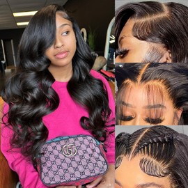 BEULADY 200 Density Skinlike Real HD Lace Front Wigs Human Hair Pre Plucked 13x6 HD Transparent Lace Frontal Wigs Human Hair Glueless Human Hair Wigs for Black Women 18 Inch Body Wave Human Hair Wig