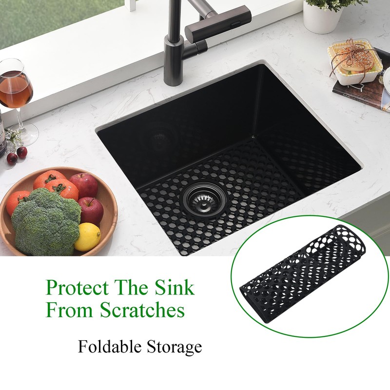 Brovy Black Silicone Sink Mats,18.6''x 15.6'' Kitchen Sink Mats for