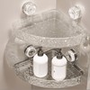 SESLEL No-Drill Suction Cup Corner Shower Caddy, Clear Plastic Corrugated