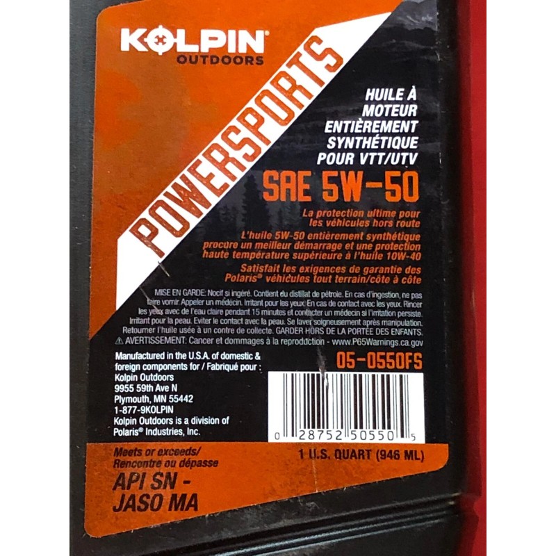 KOLPIN 5W-50 FULL SYNTHETIC OIL ATV UTV ENGINE MOTOR OIL