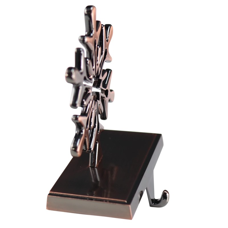 Iconikal 4-Pack Stocking Hanger Holder, Oil-Rubbed Bronze Snowflake Weighted Base
