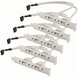 Protronix Motherboard Cable to 2-Port USB 2.0 Rear Panel Bracket Host Adapter (5-Pack)