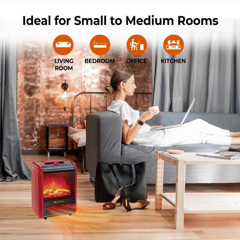 Comfort Zone Electric Desktop Fireplace Space Heater with 3D Flame,