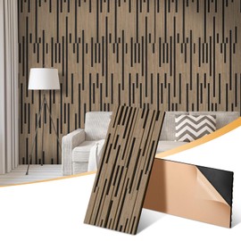 Acoustic Wood Panels for Wall,Soundproof Wall Panels, Wood Slat Wall Panels for Interior Decoration and Noise Reduction 3D Textured Panel for Wall (Walnut, 47.3 x 23.6 x 0.7 2 Pack)