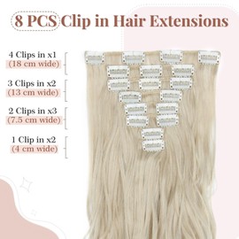 Tess Clip-In Extensions, Like Real Hairpieces, 8 Wefts, 18 Clips, Wavy Hairpieces