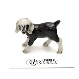 Little Critterz Goat Nubian Goat Kid Domino Realistic Farm Animal - Hand-Painted Home Decor Animal Decorative Figurine - Miniature Porcelain Figurine