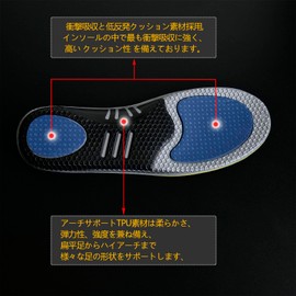 AIMATO Anti-fatigue Insole, Shock Absorption, Sports Shoes, Insole, Antibacterial, Deodorizing, Anti-Slip, Adjustable Size, Arch Support, Beautiful Posture, Unisex, Gray, 10.0 - 10.2 inches (25.5 - 26