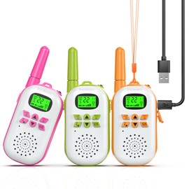 Walkie Talkies for Kids Rechargeable, 48 Hrs Working Time 3 Miles Range 22 Channels 2 Way Radio, Birthday Gifts for Boys Girls,Family Games Outdoor Hiking Camping,3-12 Years Old Toys 3 Pack