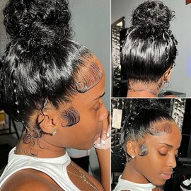 TRIPYGO Edges Hair HD Lace Baby Hair Stripes for Black Women Reusable Invisible Lace Hairline Handmade Fake Edges Real Human Hair Pieces Natura Black 2 Pcs I