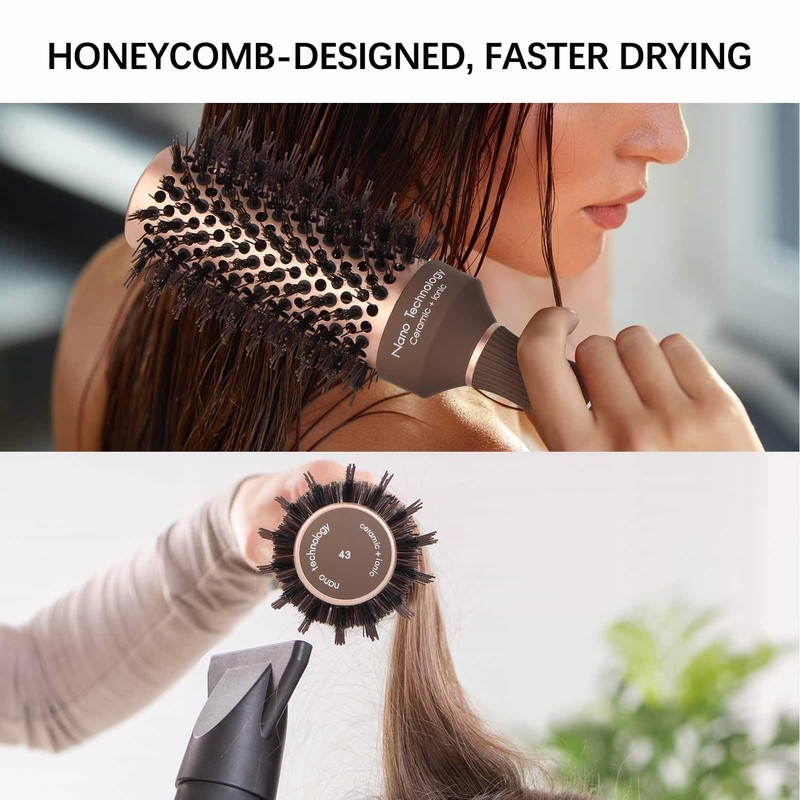FIXBODY Hair Brush, Round Brush for Blow Drying, Curling, Styling,