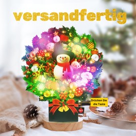 APOTODITO Pop Up Christmas Cards with Lights and Music, Christmas Bouquet with Snowman, Table Christmas Bouquet, 3D Musical Greeting Card for Christmas, Holidays, New Year