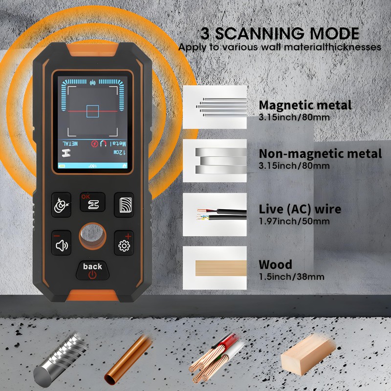 3 in 1 Stud Finder Wall ScannerLaser Distance Meter, Multifunctional