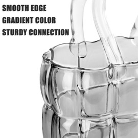 Unique Purse Vase for Flowers,11'' Handmade Thicken Bubbled Glass Bag Vases with Gradient Color for Home Decors .Great Clear Purse Flower Vase for Centerpiece,Floral Arrangement,Wedding Decors.