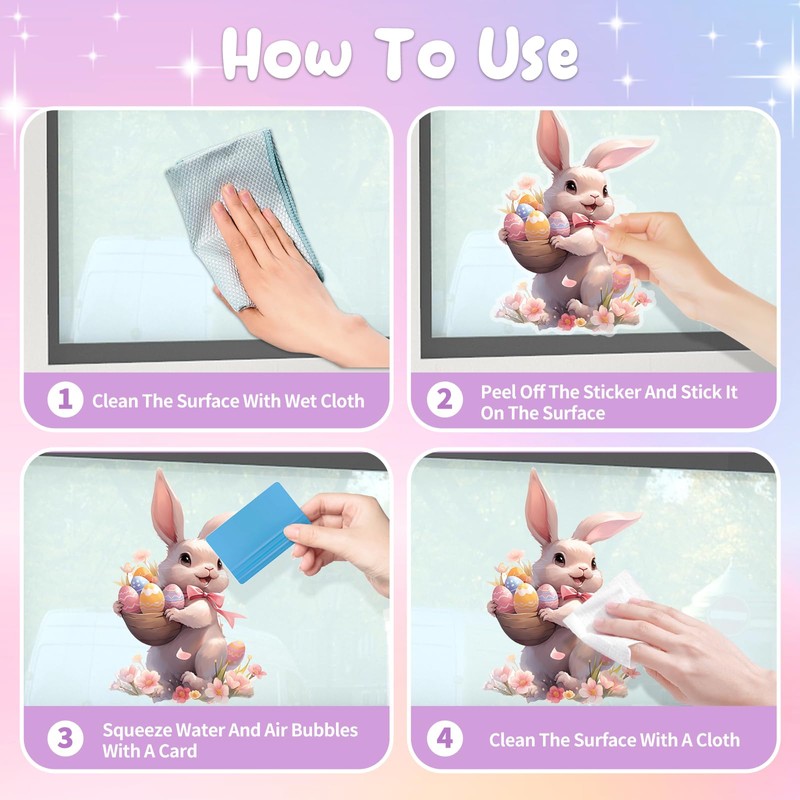 Easter Window Clings for Easter Bunny Rabbit, Easter Decorations Window