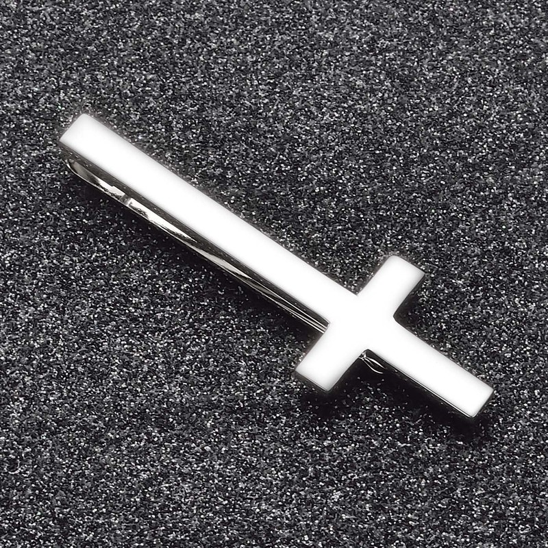 Asienice Classic Cross Tie Clip Silver Tie Clip in the