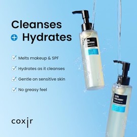 coxir Aceite limpiador ultra hialurónico – Limpiador de aceite coreano hidratante y desmaquillante para cara, fórmula suave sin fragancia para piel se