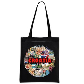 Croatia Tote Bag Croatia Gift Croatia Souvenir Gift Croatia Travel Gift For Tourist Moving to Croatia Gift (Croatia Black Tote)