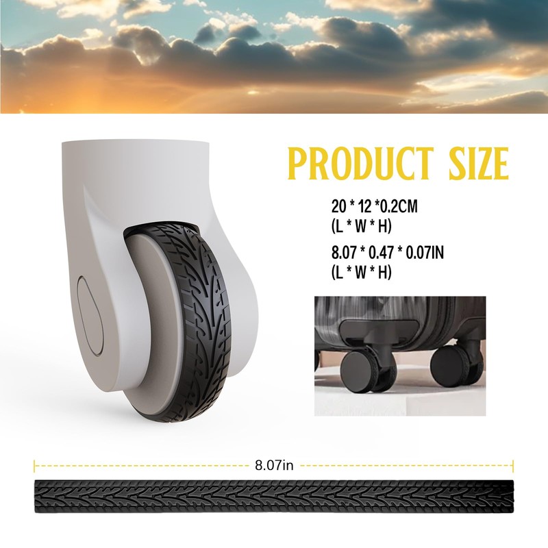 8 Pcs Luggage Wheels Covers Silicone, Suitcase Wheel Covers, Cuttable