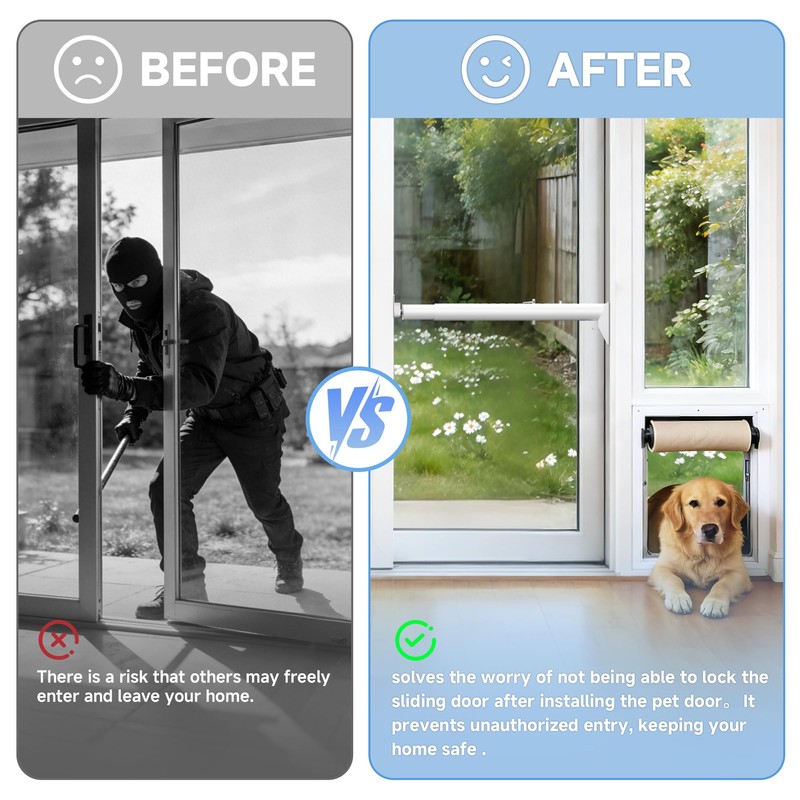 LStoneOS Sliding Glass Pet Door Security Bar,Adjustable Sliding Door Safety