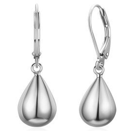 Teardrop Dangle Leverback Earrings for Women 14k Gold Plated 925 Sterling Silver Post Waterdrop Dangle Drop Hoop Earrings Hyoallergenic Tear Drop Dangle Earrings Jewelry Gifts, Small, Brass, No