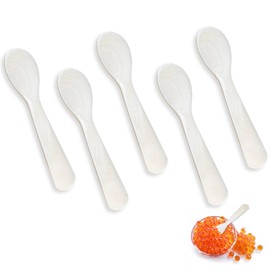 LLMSIX 5pcs Caviar Spoons, Mother of Pearl Spoon with Hand Craft Round Handle, Pearl Spoon for Caviar Egg Ice Cream Coffee Shell Spoons