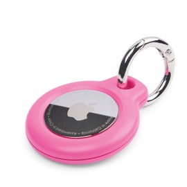 FRIZZE AirTag Case with Key Ring, Small Portable Accessories, Ideal for Car, Bicycle, Backpack, Pet (Case Cover for Air Tag with Key Ring) (Pink)