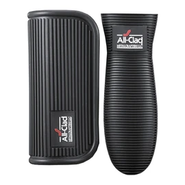 All-Clad Silicone Grip Set: 100% Silicone Flexible & Heat Resistant Ribbed Grip Set - Perfect for Cast Iron, Steel, or Glass, (2-Piece), Black/Grey