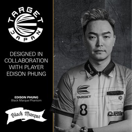 Target Japan Black Marque Phantom 90% Tungsten K-Flex Swiss Point Steel Darts Set, 24G | KFlex Dart Flight, Swiss Nano Points, Black & Silver Steel Darts Tips with K Flex Integrated Shafts