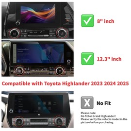 Polodunn for 2023 2024 2025 Toyota Highlander Accessories (No Fit Grand Highlander)- Rearview Mirror Adjustment Knob, Radio Control Knob, A/C Knob Cover, Push Start Button Cover/Ring 6pcs (Black)