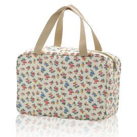 1 White Wash Bag with Floral Pattern, Portable Makeup Bag, Portable Storage, Simple and Waterproof, Storage Bag for Toiletries., White