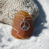 Custom Surf Tumbled Sea Glass Ornament with a Silver Peace
