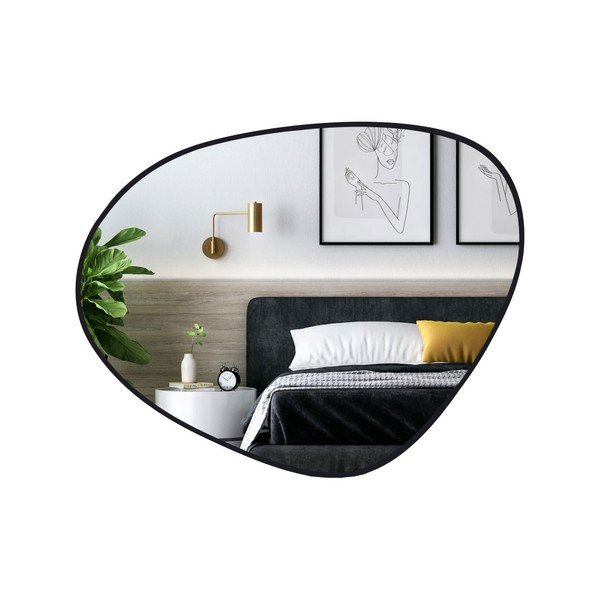 WallBeyond Asymmetrical Mirror, Irregular Wall Mirror, Unique Wall Mirrors Decorative for Bedroom Living Room Entryway Hall, Black Mirrors for Wall Decor 28" H x 22" W