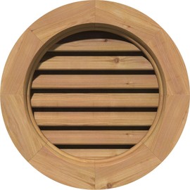 Ekena Millwork GVWRO12X1200SFUWR Round Gable Vent Gable Vent, 12"W x 12" (17"W x 17"H Frame Size), Western Red Cedar, Unfinished
