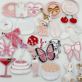 JMZLLRX 27 PCS Appliques Stickers Iron on Patches White Embroidered Sew on Patch Applique for Clothing Dress Backpacks and DIY Decorations