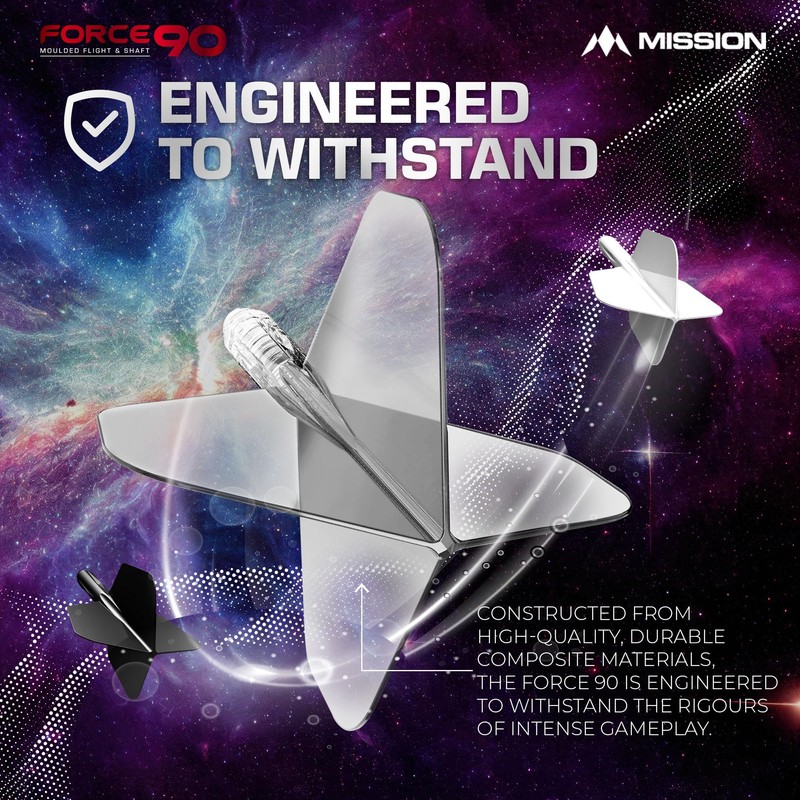 Mission Force 90 Slim White Dart Flights Medium