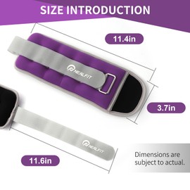 NEALFIT Ankle Weights for Men Women Kids, Leg Arm Wrist Weights with Adjustable Strap for Running, Gymnastics, Aerobics,Gym, Fitness (Purple, 1 lb x 2)