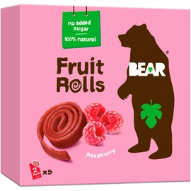 BEAR Rollitos de Fruta Frambuesa - Ingredientes 100% naturales - Sin azúcares añadidos - Meriendas escolares y de almuerzo saludables para niños y adultos - 5 x 20g