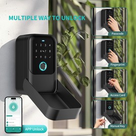 Moquin Smart Lock Box for House Keys, Fingerprint Lockbox Bluetooth Key Box with 5 Unlock Ways Fingerprint, App Control, Access Card, Passcodes, Manual Key for Airbnb & Home & Office & Garage