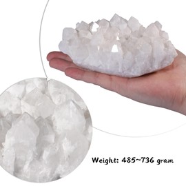 mookaitedecor Natural Clear Quartz Healing Crystal Cluster Druzy Geode Stone, White Raw Energy Crystal Gift Rock Mineral Collection Reiki Gemstone Specimen Home Decor(approx 485-736g), Length 63-115mm