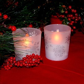Lumabase 93702 LED Wax Candle in Snowflake Glass (2 Count)