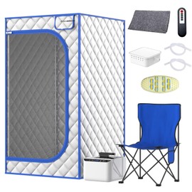 coxeedx Steam Sauna Portable Saunas,Full Size Sauna Tent,Personal Sauna Home Spa,Portable Sauna with 2.6L & 1000W Steamer Sauna,60 Minute Timer with Remote Control,Silver,63"