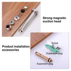 BOZONLI Pack of 2 Magnetic Door Stops, Stainless Steel Door Holder Including Material for Mounting for Floor and Wall Door Holder, Total Length 17 cm