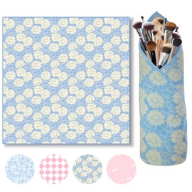 OWCRNEF 19.69" Self-Adhesive Magic Cloth Travel Makeup Bag Daisy Cosmetic Pouch Universal Storage Cloth for Cosmetics, Phones, Laptops