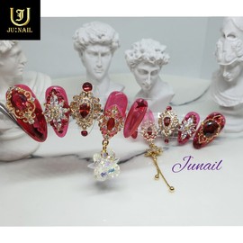 ❗Limited❗ Ruby handmade nail tips - Long ballerina / ❗한정❗ 루비 수제네일팁 - 롱발레리나
