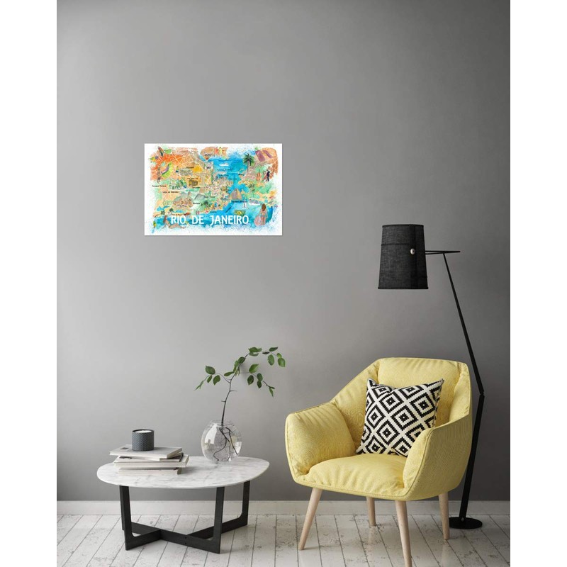 artboxONE Poster Cities Rio de Janeiro Illustrated Map - Picture