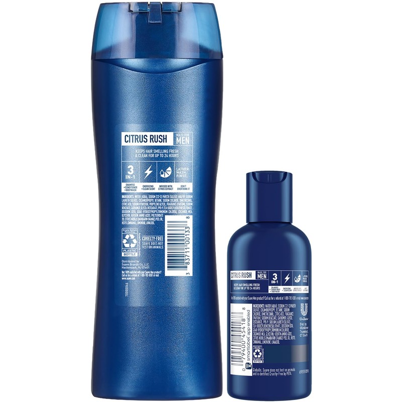 Suave Body Wash, Shampoo & Conditioner 3-in-1 for Men, Citrus
