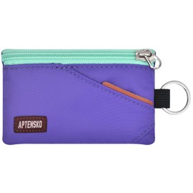 APTENSKO RFID Travel Wallet with Adjustable Lanyard-Zipper Small Wallet with ID Card Holder, Keychain for women&men-Minimalist Slim Waterproof Nylon case for ID, Cash, Key (Violet)