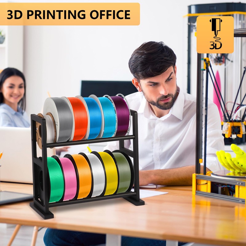 Onemacc 3D Printer Filament Storage Rack Desktop, Wooden 3D Printer