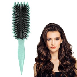 halit Slick Back Hair Brush Green Bristle Paddle Hair Brush for Long Thick Curly Hair - Less Pulling, No More Tangle, Anti-Static - Wet/Dry Smoothing, Detangling, Massaging - Ideal for Men and Women