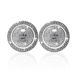 Bling Crystal Car Engine Start Ring Sticker, Sparkling Rhinestone Push Start Button Decorative Cover, Anti-Scratch Key Ignition & Knob Bling Ring Car Interior Accessories for Women (2PCS White2)